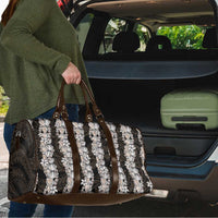 Black and Beige Hawaii Shell Lei Travel Bag Hawaiian Sunrise Shell Hebrew Cone Plumeria - Polynesian Pride