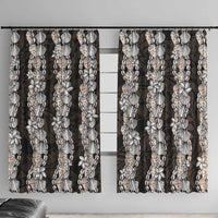 Black and Beige Hawaii Shell Lei Window Curtain Hawaiian Sunrise Shell Hebrew Cone Plumeria LT14 With Hooks Black - Polynesian Pride