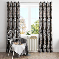 Black and Beige Hawaii Shell Lei Window Curtain Hawaiian Sunrise Shell Hebrew Cone Plumeria LT14 - Polynesian Pride
