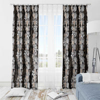 Black and Beige Hawaii Shell Lei Window Curtain Hawaiian Sunrise Shell Hebrew Cone Plumeria LT14 - Polynesian Pride