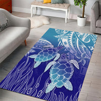 Polynesia Sea Turtle Area Rug Happy Valentine Day Polynesian - Dark Cyan LT14 - Polynesian Pride