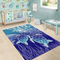 Polynesia Sea Turtle Area Rug Happy Valentine Day Polynesian - Dark Cyan LT14 - Polynesian Pride