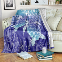 Polynesia Sea Turtle Blanket Happy Valentine Day Polynesian - Dark Cyan LT14 - Polynesian Pride