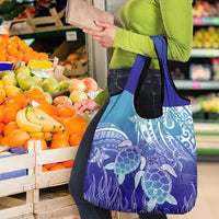 Polynesia Sea Turtle Grocery Bag Happy Valentine Day Polynesian - Dark Cyan