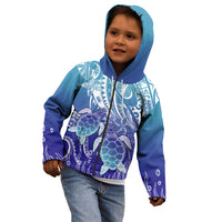 Polynesia Sea Turtle Kid Hoodie Happy Valentine Day Polynesian - Dark Cyan LT14 - Polynesian Pride