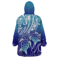 Polynesia Sea Turtle Wearable Blanket Hoodie Happy Valentine Day Polynesian - Dark Cyan LT14 - Polynesian Pride