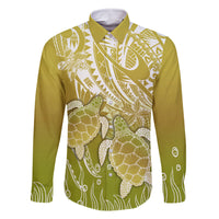 Polynesia Sea Turtle Family Matching Tank Maxi Dress and Hawaiian Shirt Happy Valentine Day Polynesian - Gold LT14 Dad's Shirt - Long Sleeve Gold - Polynesian Pride