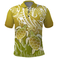 Polynesia Sea Turtle Polo Shirt Happy Valentine Day Polynesian - Gold LT14 Gold - Polynesian Pride