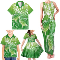 Polynesia Sea Turtle Family Matching Tank Maxi Dress and Hawaiian Shirt Happy Valentine Day Polynesian - Green LT14 - Polynesian Pride