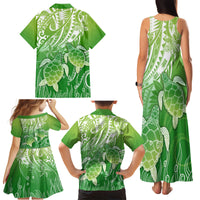 Polynesia Sea Turtle Family Matching Tank Maxi Dress and Hawaiian Shirt Happy Valentine Day Polynesian - Green LT14 - Polynesian Pride