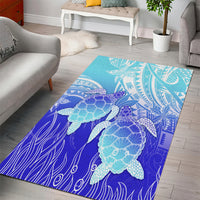 Polynesia Valentine Day Area Rug Polynesian Sea Turtle Turquoise Version LT14 - Polynesian Pride