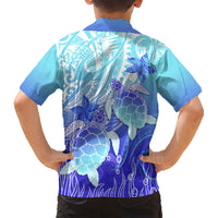 Polynesia Valentine Day Kid Hawaiian Shirt Polynesian Sea Turtle Turquoise Version LT14 - Polynesian Pride
