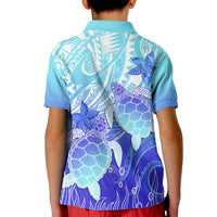 Polynesia Valentine Day Kid Polo Shirt Polynesian Sea Turtle Turquoise Version LT14 - Polynesian Pride