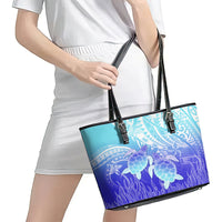 Polynesia Valentine Day Leather Tote Bag Polynesian Sea Turtle Turquoise Version LT14 - Polynesian Pride