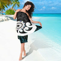 Aotearoa Koru Sarong Cyan Maori Paua Shell Mix Silver Fern