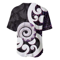 Aotearoa Koru Baseball Jersey Purple Maori Paua Shell Mix Silver Fern LT14 - Polynesian Pride