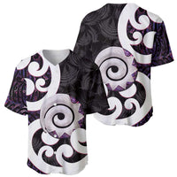Aotearoa Koru Baseball Jersey Purple Maori Paua Shell Mix Silver Fern LT14 - Polynesian Pride