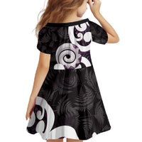 Aotearoa Koru Family Matching Off Shoulder Maxi Dress and Hawaiian Shirt Purple Maori Paua Shell Mix Silver Fern