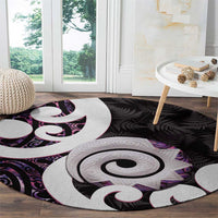Aotearoa Koru Round Carpet Purple Maori Paua Shell Mix Silver Fern LT14 - Polynesian Pride