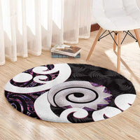 Aotearoa Koru Round Carpet Purple Maori Paua Shell Mix Silver Fern LT14 - Polynesian Pride