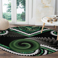 Koru Pounamu Aotearoa Round Carpet Maori Paua Shell Mix Silver Fern LT14 - Polynesian Pride