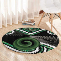 Koru Pounamu Aotearoa Round Carpet Maori Paua Shell Mix Silver Fern LT14 - Polynesian Pride