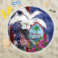 United States Guam Beach Blanket USA Eagle Guahan Seal Bougainvillea LT14 One Size 150cm Blue - Polynesian Pride