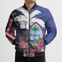 United States Guam Bomber Puffer Jacket USA Eagle Guahan Seal Bougainvillea LT14 - Polynesian Pride