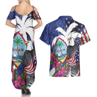United States Guam Couples Matching Summer Maxi Dress and Hawaiian Shirt USA Eagle Guahan Seal Bougainvillea - Polynesian Pride