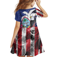 United States Guam Family Matching Off Shoulder Short Dress and Hawaiian Shirt USA Eagle Guahan Seal Bougainvillea - Polynesian Pride