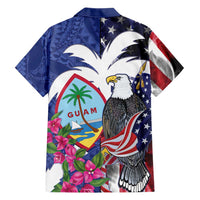 United States Guam Family Matching Off Shoulder Short Dress and Hawaiian Shirt USA Eagle Guahan Seal Bougainvillea - Polynesian Pride