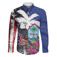 United States Guam Family Matching Off Shoulder Short Dress and Hawaiian Shirt USA Eagle Guahan Seal Bougainvillea - Polynesian Pride