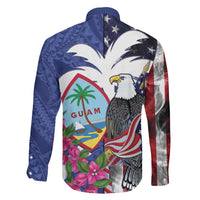 United States Guam Family Matching Off Shoulder Short Dress and Hawaiian Shirt USA Eagle Guahan Seal Bougainvillea - Polynesian Pride