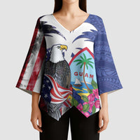 United States Guam Kimono Sleeve Blouse USA Eagle Guahan Seal Bougainvillea LT14 - Polynesian Pride