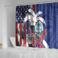 United States Guam Shower Curtain USA Eagle Guahan Seal Bougainvillea - Polynesian Pride