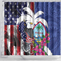 United States Guam Shower Curtain USA Eagle Guahan Seal Bougainvillea - Polynesian Pride