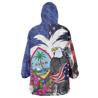 United States Guam Wearable Blanket Hoodie USA Eagle Guahan Seal Bougainvillea - Polynesian Pride