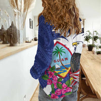 United States Guam Women Casual Shirt USA Eagle Guahan Seal Bougainvillea - Polynesian Pride