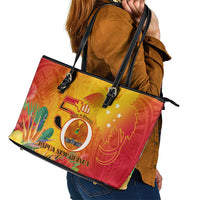 Papua New Guinea Independence Day Leather Tote Bag 50th Anniversary Unity in Diversity