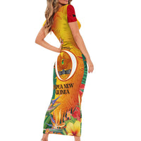 Papua New Guinea Independence Day Short Sleeve Bodycon Dress 50th Anniversary Unity in Diversity