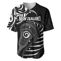 Personalised New Zealand Silver Fern Lacrosse Baseball Jersey Aotearoa Maori Pattern
