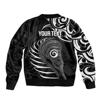Personalised New Zealand Silver Fern Lacrosse Bomber Jacket Aotearoa Maori Pattern LT14 - Polynesian Pride