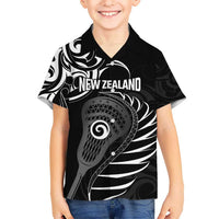 Personalised New Zealand Silver Fern Lacrosse Kid Hawaiian Shirt Aotearoa Maori Pattern
