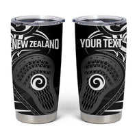 Personalised New Zealand Silver Fern Lacrosse Tumbler Cup Aotearoa Maori Pattern LT14 Black - Polynesian Pride
