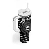 Personalised New Zealand Silver Fern Lacrosse Tumbler With Handle Aotearoa Maori Pattern
