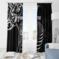 Personalised New Zealand Silver Fern Lacrosse Window Curtain Aotearoa Maori Pattern