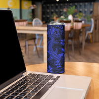 Polynesian Skinny Tumbler Blue Hawaiian Tribal Hammerhead Shark