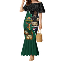 Personalised New Zealand And South Africa Rugby Mermaid Dress 2024 All Black Springboks Mascots Together LT14 Women Green - Polynesian Pride
