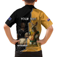 Personalised New Zealand And Australia Rugby Hawaiian Shirt 2024 All Black Wallabies Mascots Together