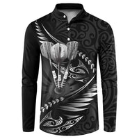 Personalised All Black New Zealand Darts Button Sweatshirt Aoteroa Fern Maori Galaxy Style